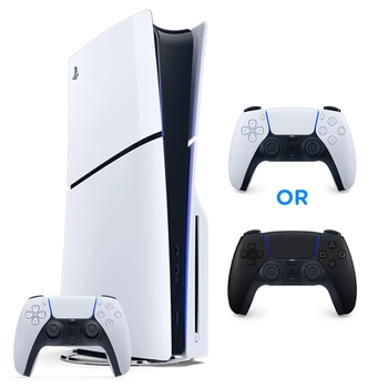 PlayStation 5 Slim Disc Console (with White Dualsense) & Extra DualSense Controller