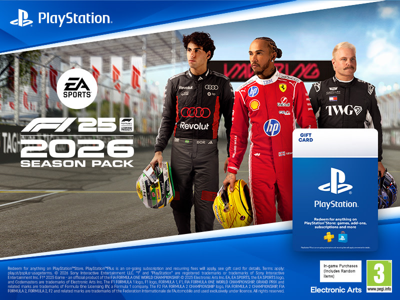 Buy the F1® 25: 2026 Season Pack for EA SPORTS™ F1® 25 on PlayStation Store with a PlayStation Gift Card
